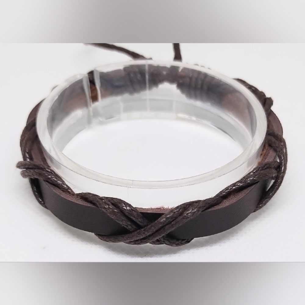 Men's Bracelet Leather Braided Brown‎ New f20